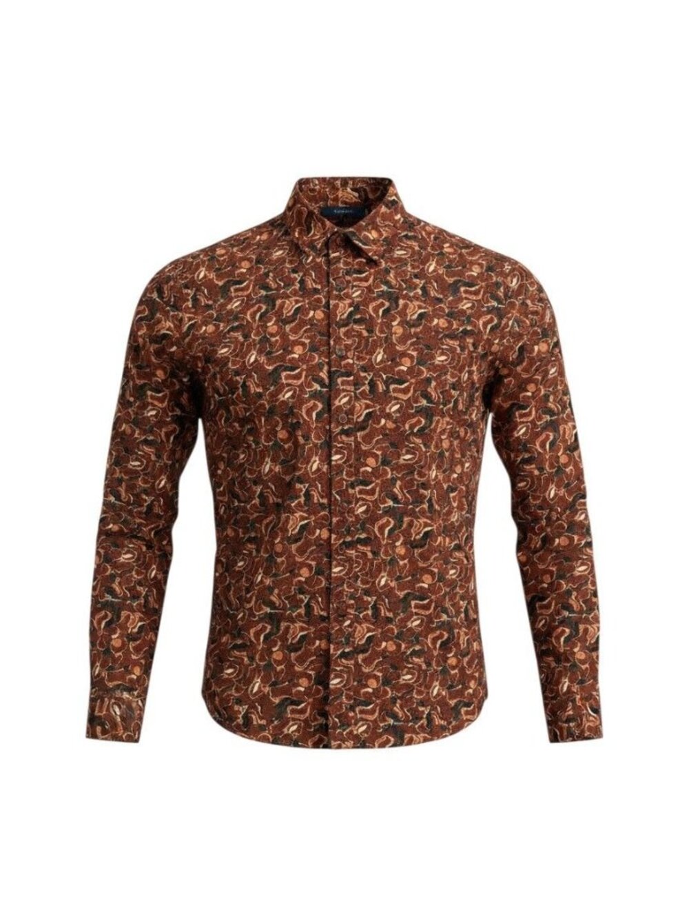 APT. 9 Slim Fit Long Sleeve Button-Down Shirt Brown & Black Abstract Pattern XL